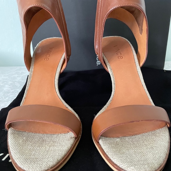 Vince Ankle Cuff Sandals Heels Brown,8 side zipper - Picture 10 of 16